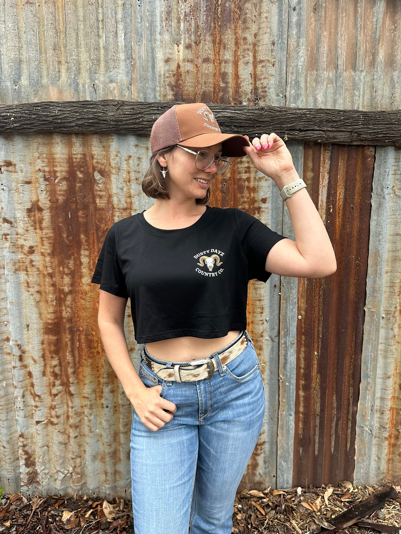 Country Crop Tee - Black