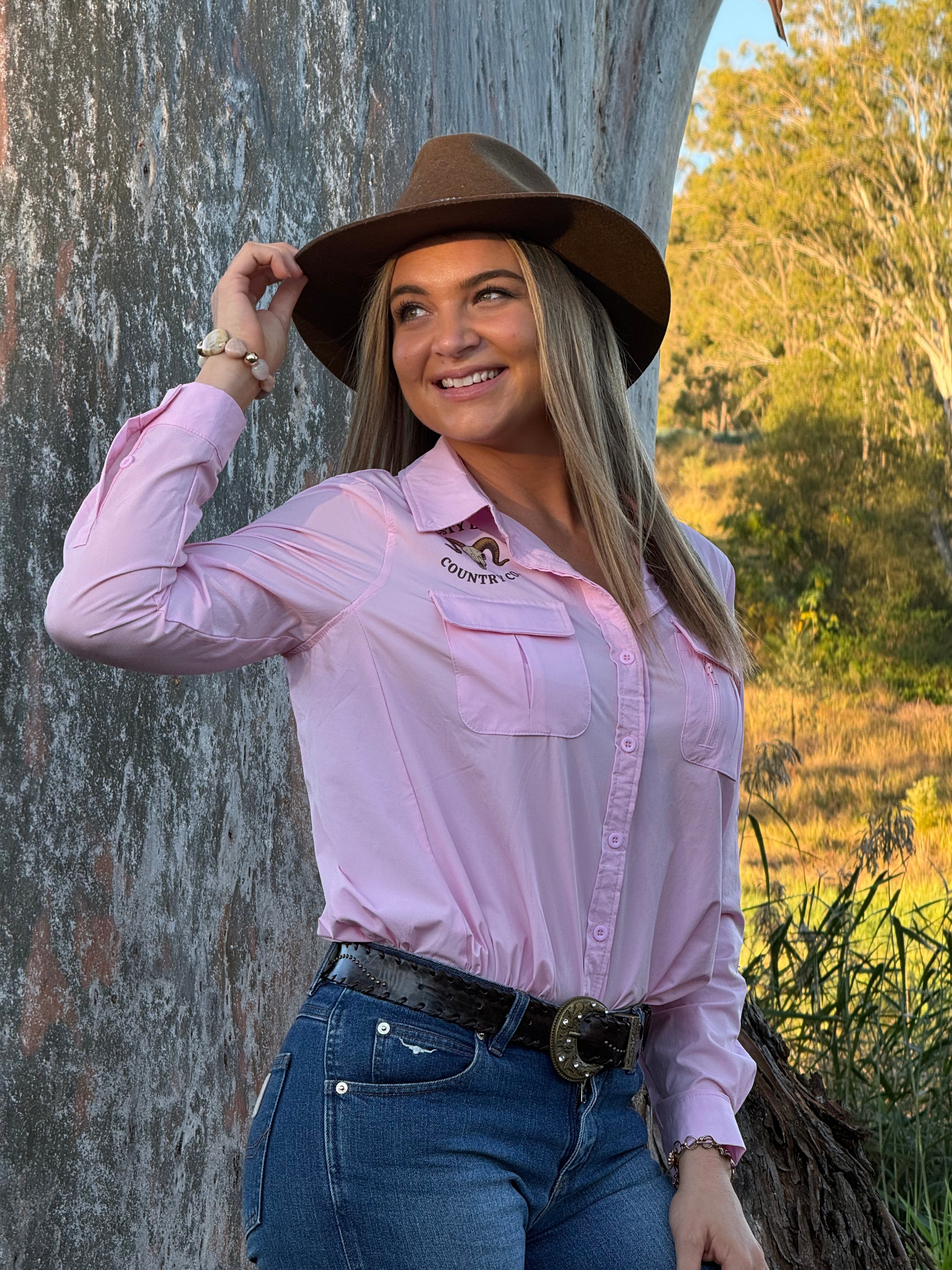 Signature Women’s Long Sleeve Work Shirt – Pink